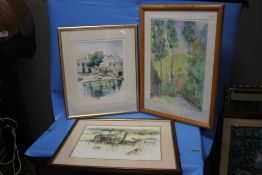 TWO ORIGINAL WATERCOLOURS AND ONE LIMITED EDITION PRINT