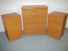 3 ALSTONS CHEST OF DRAWERS, 1 WIDE 5 DRAWER CHEST A 2 NARROW 3 DRAWER CHEST IN TEAK EFFECT.