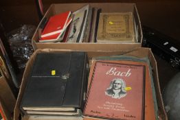 TWO BOXES OF ASSORTED SHEET MUSIC AND MUSIC INTEREST BOOKS