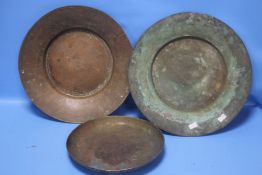 AN OTTOMAN HAND RAISED COPPER PLATE, WITH HAND INCISED DECORATION. a cartouche dated AH1191 D 32 cm,