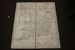 ROBERT SAYER 18th CENTURY FOLDED SECTIONAL MAP - 'A NEW MAP OF THE ROADS OF ENGLAND AND SCOTLAND',