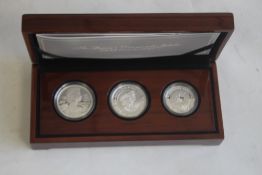 QEII DIAMOND JUBILEE 2012 THREE SILVER COIN SET, consisting of UK £5, Canada $20 and Australia $