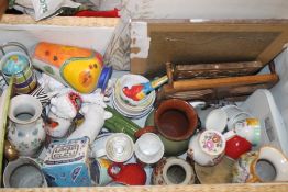 A BOX OF CERAMICS ETC.