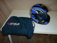 A MOTOR CYCLE HELMET.