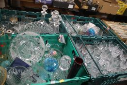 FOUR TRAYS OF GLASSWARE (TRAYS NOT INCLUDED)