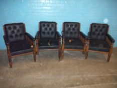 FOUR ANTIQUE LEATHER CHAIRS