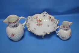 TWO COALPORT JUGS TOGETHER WITH A SIMILAR DISH