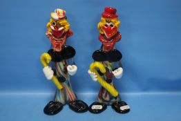 TWO MURANO GLASS CLOWNS