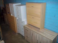 A SELECTION OF MODERN CHESTS OF DRAWERS AND A MODERN NEST OF TABLES