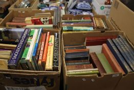 FOUR TRAYS OF MISCELLANEOUS BOOKS (TRAYS NOT INCLUDED)