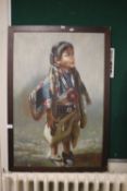 AN OIL ON CANVAS OF A NATIVE AMERICAN GIRL
