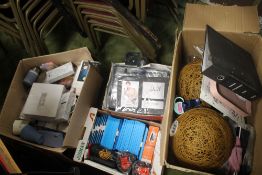 FOUR BOXES OF MAINLY NEW ITEMS TO INCLUDE DRINKS BOTTLES, SCREEN PROTECTORS ETC.