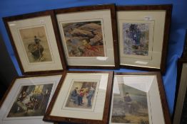 SIX ASSORTED FRAMED PRINTS