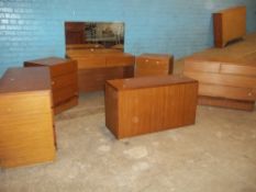 A SELECTION OF MODERN TEAK BEDROOM FURNITURE - STATEROOM SERIES, TO INCLUDE A DRESSING TABLE,