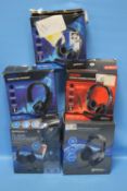 FIVE SETS OF BOXED GAMING HEADSETS