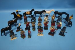 A COLLECTION OF ASSORTED LEAD FIGURES, some A/F to include cowboys, indians , etc including Britains