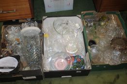 THREE TRAYS OF GLASSWARE (TRAYS NOT INCLUDED)