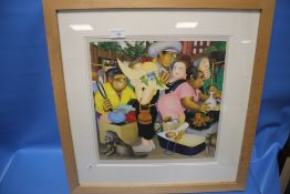 A FRAMED AND GLAZED BERYL COOK PRINT