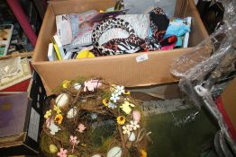 A BOX OF NEW ITEMS TOGETHER WITH FIVE EASTER WREATHS