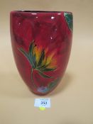 A SIGNED ANITA HARRIS ART POTTERY FLORAL VASE