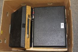 THREE RETRO PORTABLE RECORD PLAYERS TO INCLUDE A FIDELITY HF42 DUETTE ETC.