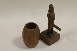 A NOVELTY WOODEN BARREL MAN