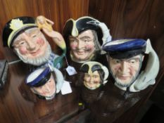 ROYAL DOULTON CHARACTER JUG - OLD SALT D6782, H 18.5 CM AND TWO GRADUATING ROYAL DOULTON CHARACTER