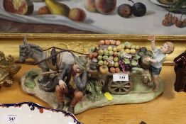 A CAPE DI MONTE FIGURE OF FRUIT SELLER SCENE