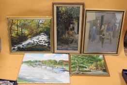 A COLLECTION OF OIL PAINTINGS TO INCLUDE AN EASTERN STYLE CARTING SCENE SIGNED SYMMONS, OIL ON BOARD