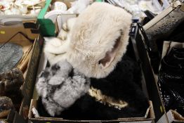 A TRAY OF LADIES FAUX FUR AND OTHER MODERN HATS TO INCLUDE JACQUES VERT EXAMPLES
