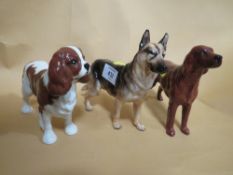 A BESWICK 'CHAMPION SUGAR OF WENDOVER' FIGURE TOGETHER WITH A BESWICK KING CHARLES SPANIEL AND A