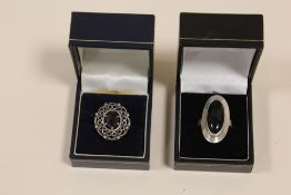 TWO BOXED LADIES SILVER DRESS RINGS