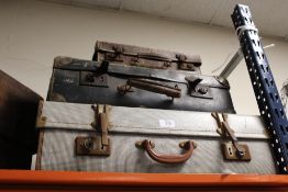 TWO VINTAGE SUITCASES TOGETHER WITH A BRIEFCASE