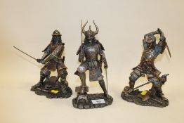 THREE MODERN SAMURAI ORIENTAL WARRIOR FIGURES