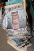 A BAG OF VINTAGE AEROPLANE MAGAZINES ETC.