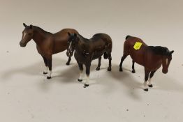 TWO MATT FINISH BESWICK HORSES TOGETHER WITH A GLOSS FINISH EXAMPLE (3)