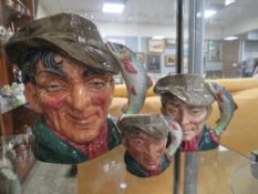 THREE ROYAL DOULTON CHARACTER JUGS - THE POACHER, consisting of small D6515, medium and large D6429,