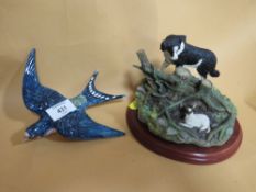 A BESWICK WALL HANGING SWIFT FIGURE A/F TOGETHER WITH A BORDER FINE ARTS 'FOUND SAFE' FIGURE