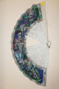 AN ORIENTAL STYLE FIGURATIVE HAND PAINTED FOLDING FAN A/F