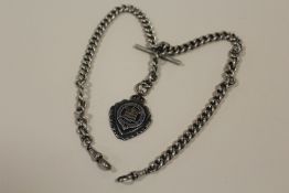 AN ANTIQUE HALLMARKED SILVER DOUBLE ALBERT POCKET WATCH CHAIN