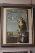 A FRAMED AND GLAZED 'WOMEN SAY GO!' WAR TIME TYPE POSTER