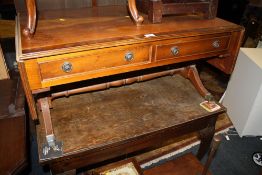A REPRODUCTION COFFEE TABLE TOGETHER WITH AN OAK TABLE (2)