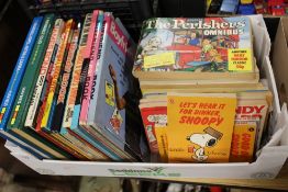 A BOX OF VINTAGE ANNUALS AND MANUALS ETC.