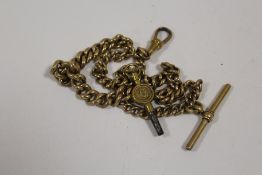 AN ANTIQUE POCKET WATCH ALBERT CHAIN & KEY