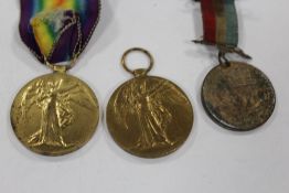 TWO WWI MEDALS, TOGETHER WITH ANOTHER (3)