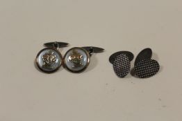 TWO PAIRS OF SILVER CUFFLINKS