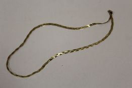 A 375 GOLD HERRING BONE PLAIT NECKLACE