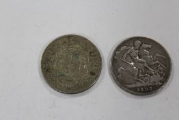 AN 1895 CROWN COIN, TOGETHER WITH A 1937 EXAMPLE