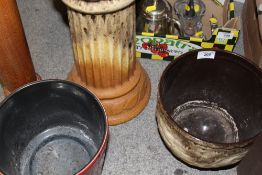 A WEST GERMAN CERAMIC JARDINIERE ON STAND TOGETHER WITH ANOTHER