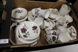 A TRAY OF ASSORTED CHINA TO INCLUDE ROYAL ALBERT, ROYAL GRAPHTON ETC.